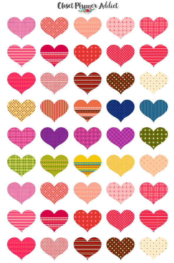 Cute Hearts Planner Stickers (S-053)