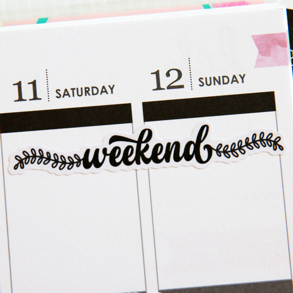 Monochromatic Weekend Planner Stickers (FP-011)