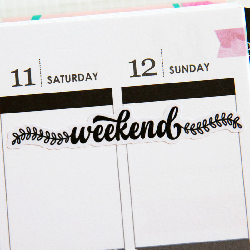Monochromatic Weekend Planner Stickers (FP-011)