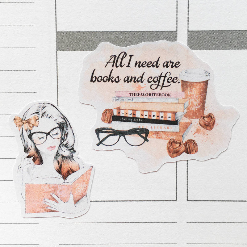 Book and Coffee Lovers Planner Stickers (MGB-FEB17)