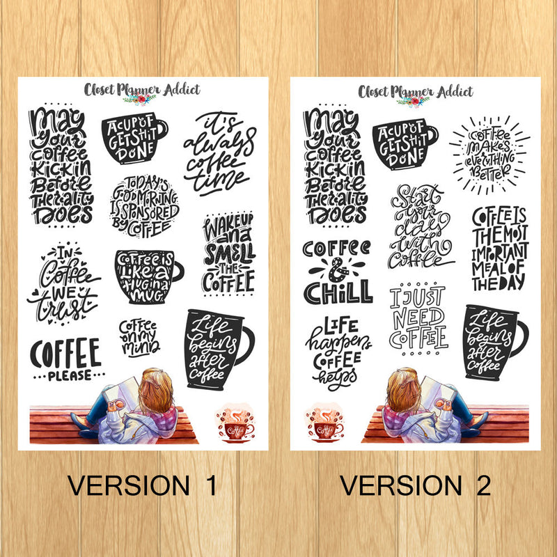 Coffee Quotes Planner Stickers (MGB-JAN18)