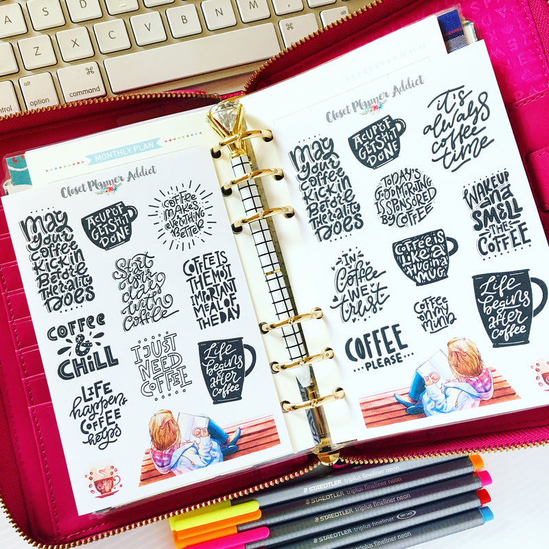 Coffee Quotes Planner Stickers (MGB-JAN18)