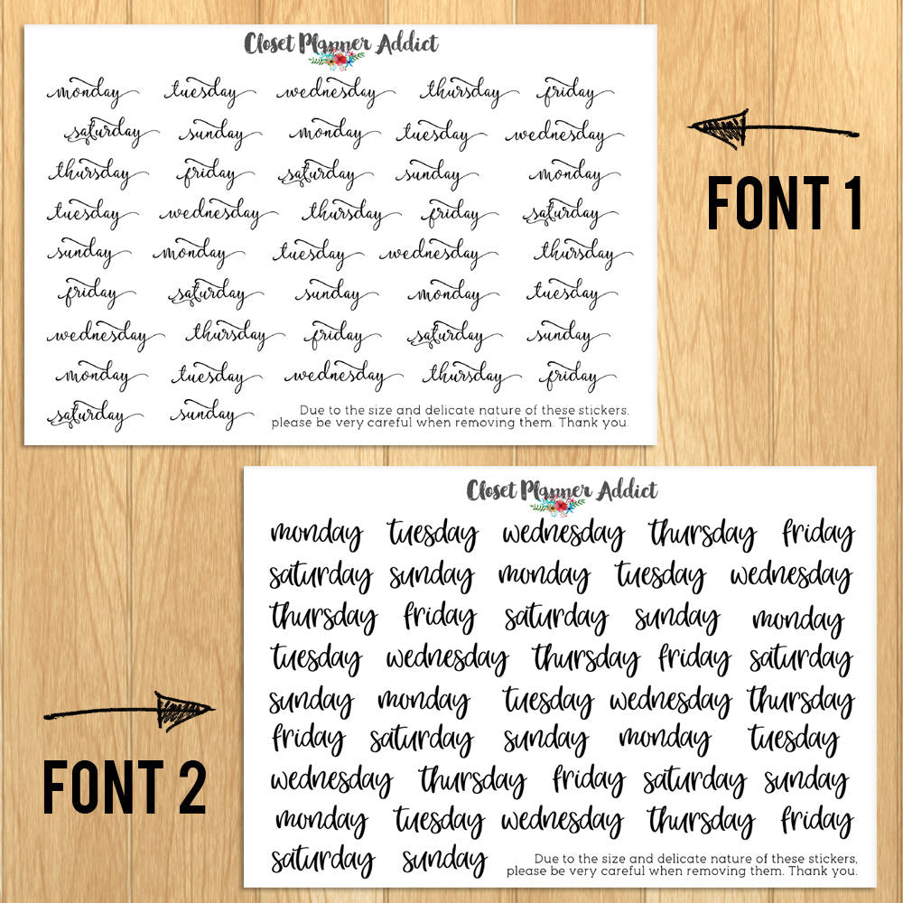 Days of the Week Planner Stickers (DATE-003)