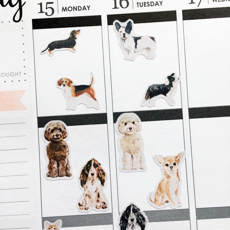 Watercolour Dogs Planner Stickers (S-323)