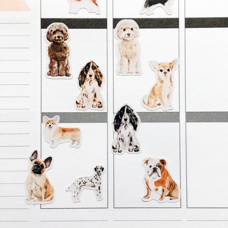 Watercolour Dogs Planner Stickers (S-323)