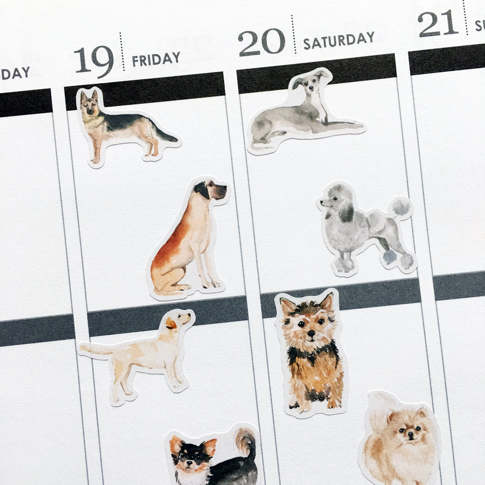 Watercolour Dogs Planner Stickers (S-324)