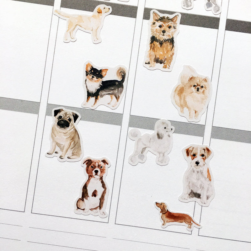 Watercolour Dogs Planner Stickers (S-324)