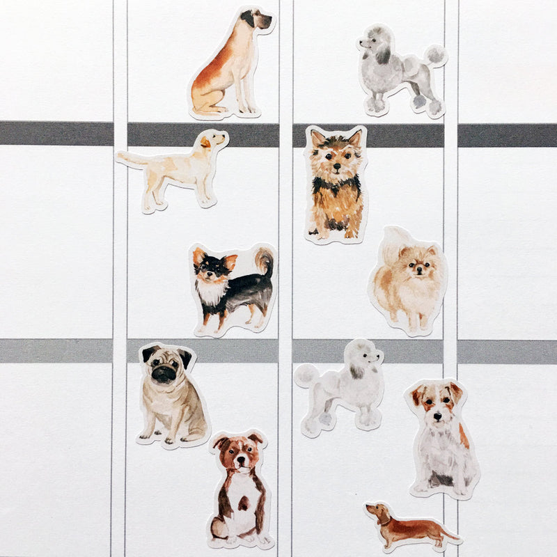 Watercolour Dogs Planner Stickers (S-324)