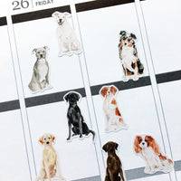 Watercolour Dogs Planner Stickers (S-325)