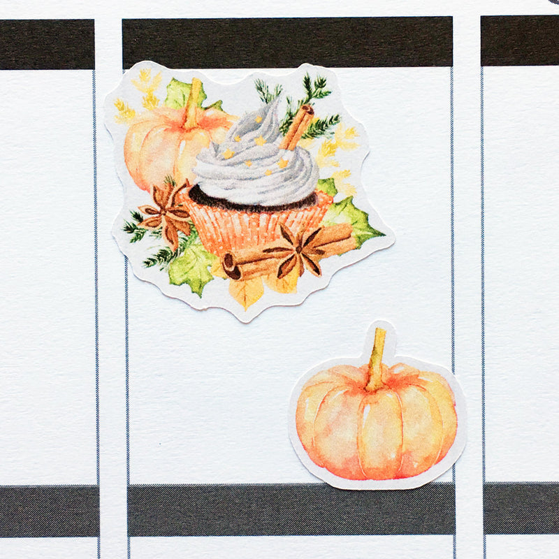 Watercolour Pumpkin Latte Planner Stickers (S-327)