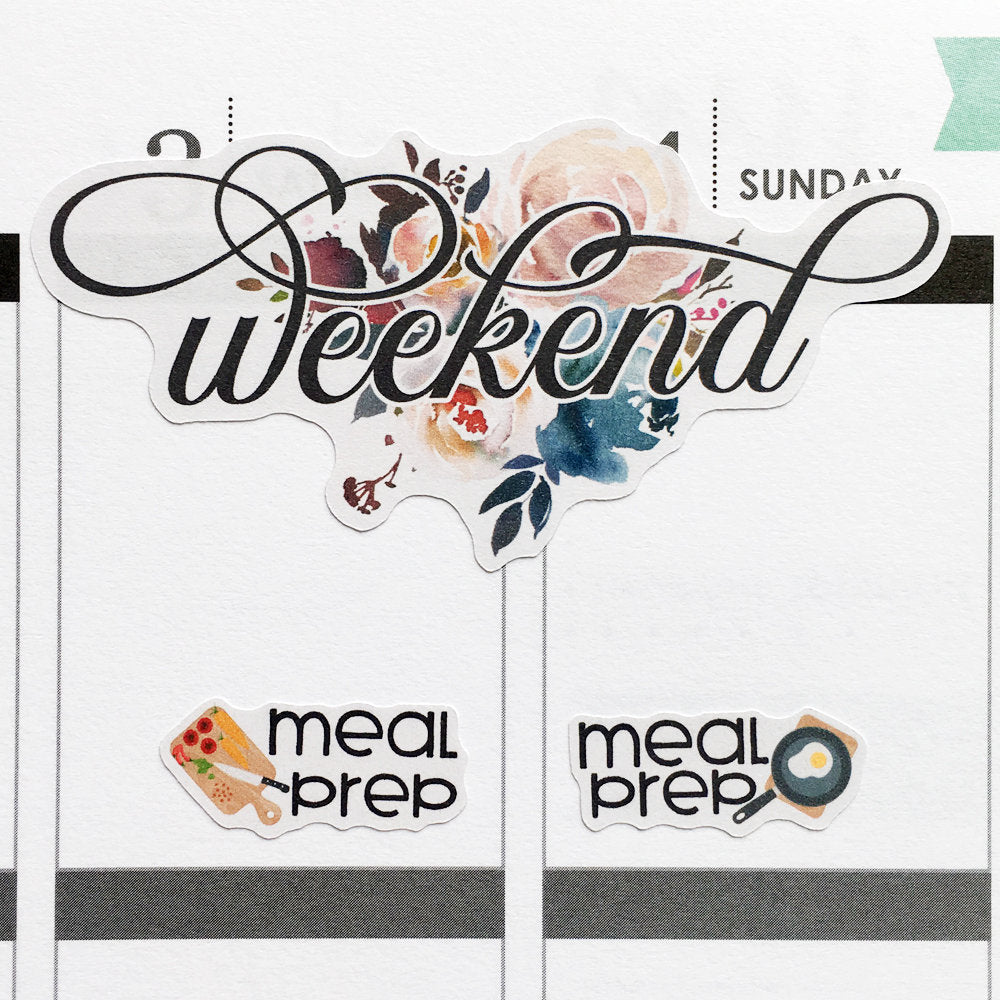 Watercolour Floral Weekend Planner Stickers (FP-014)