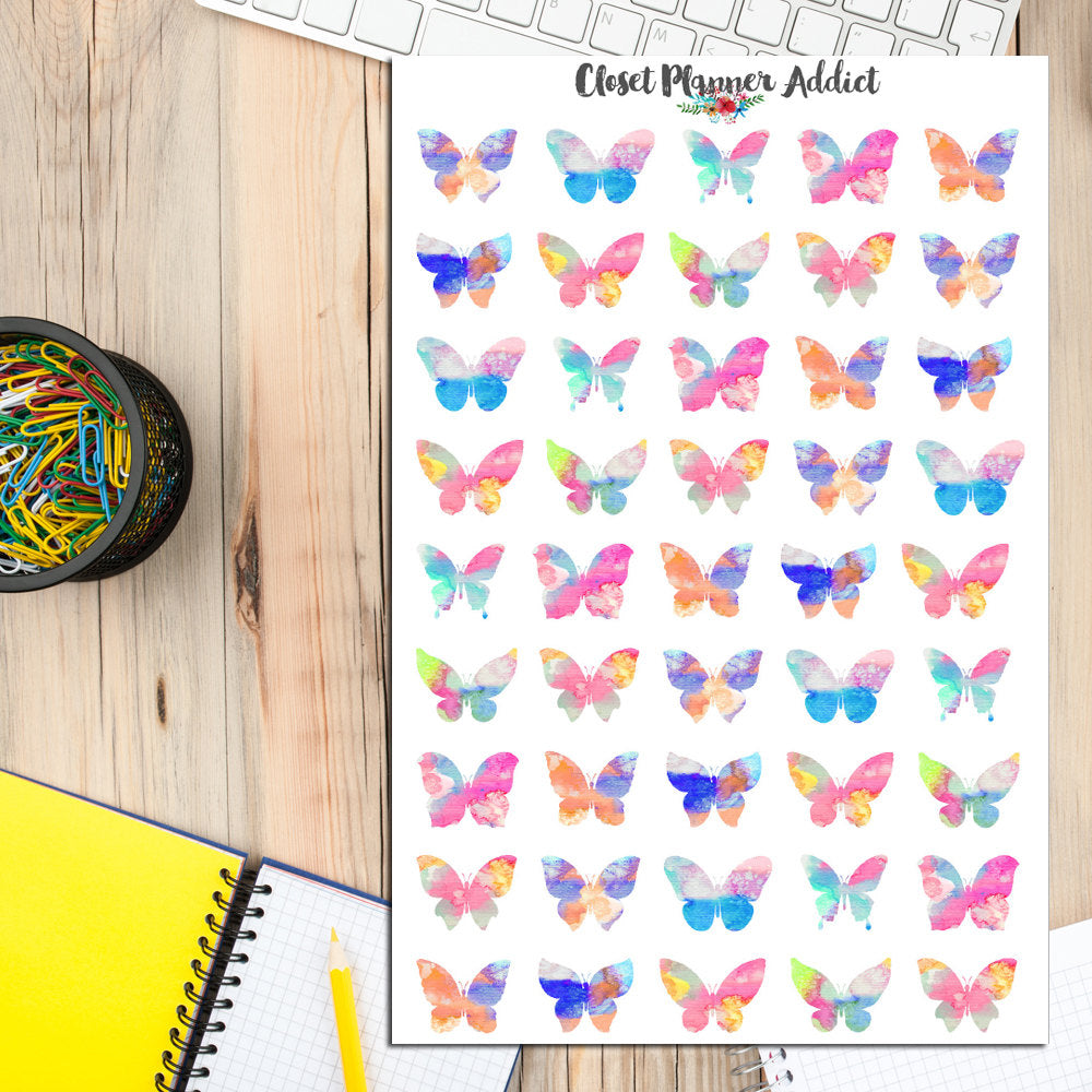 Watercolour Butterflies Planner Stickers (S-057)