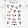 Blue and Pink Watercolour Floral Planner Stickers (MGB-JUNE22)
