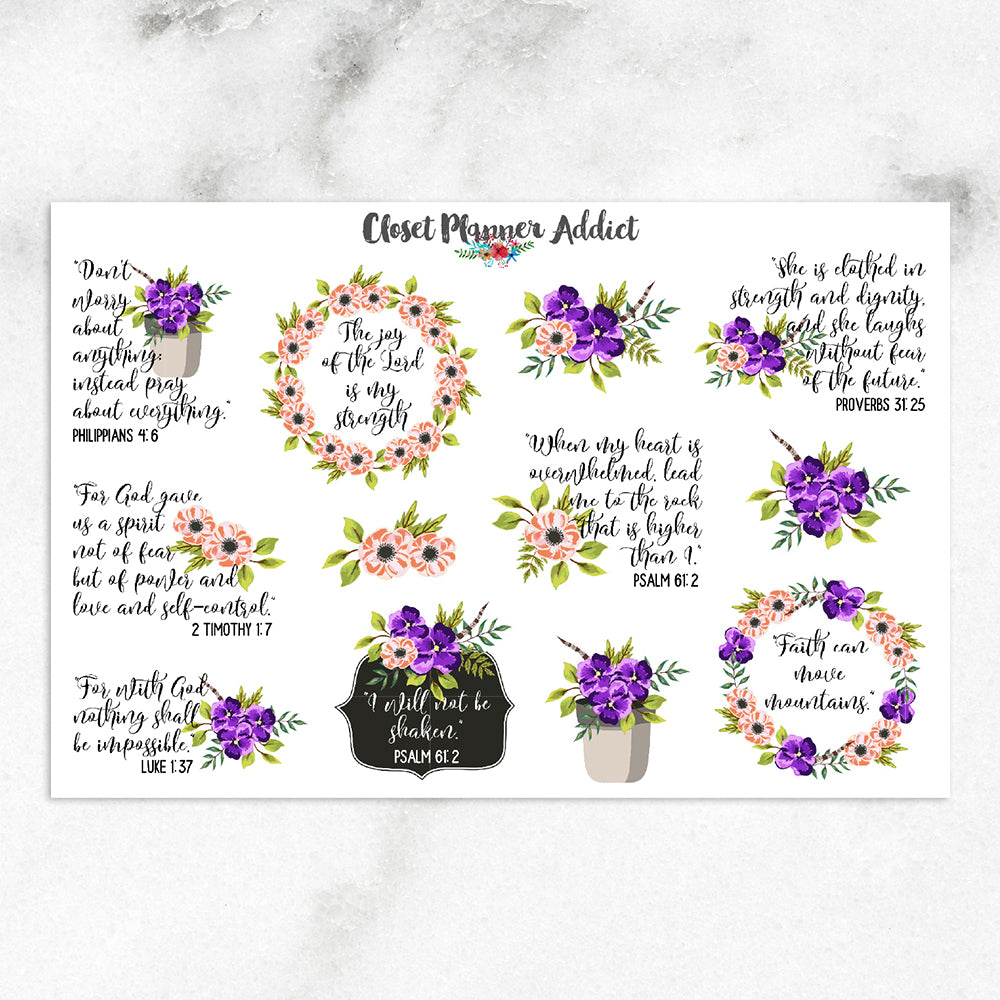 Christian Bible Verses and Scriptures Planner Stickers (MS-012)
