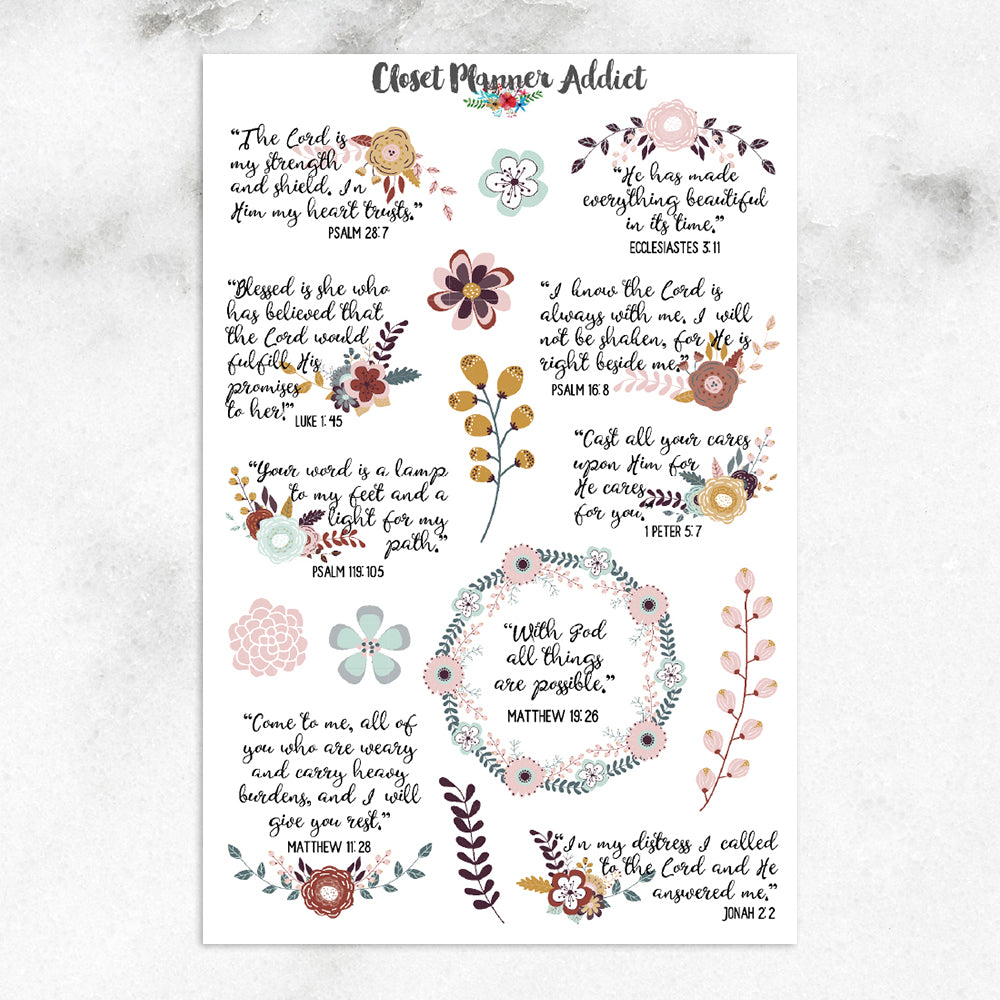 Christian Bible Verses and Scriptures Planner Stickers (MS-013)