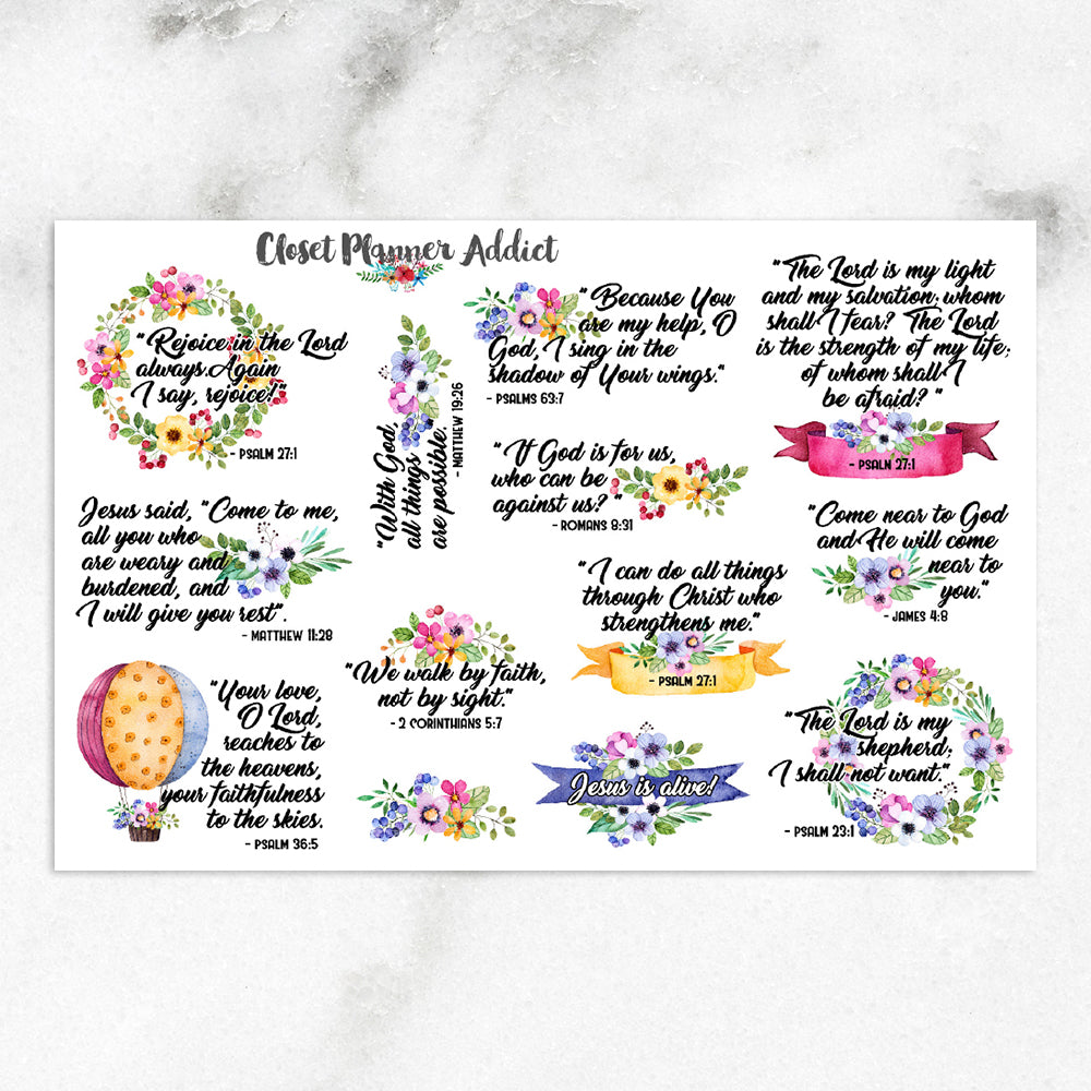 Christian Bible Verses and Scriptures Planner Stickers (MS-018)