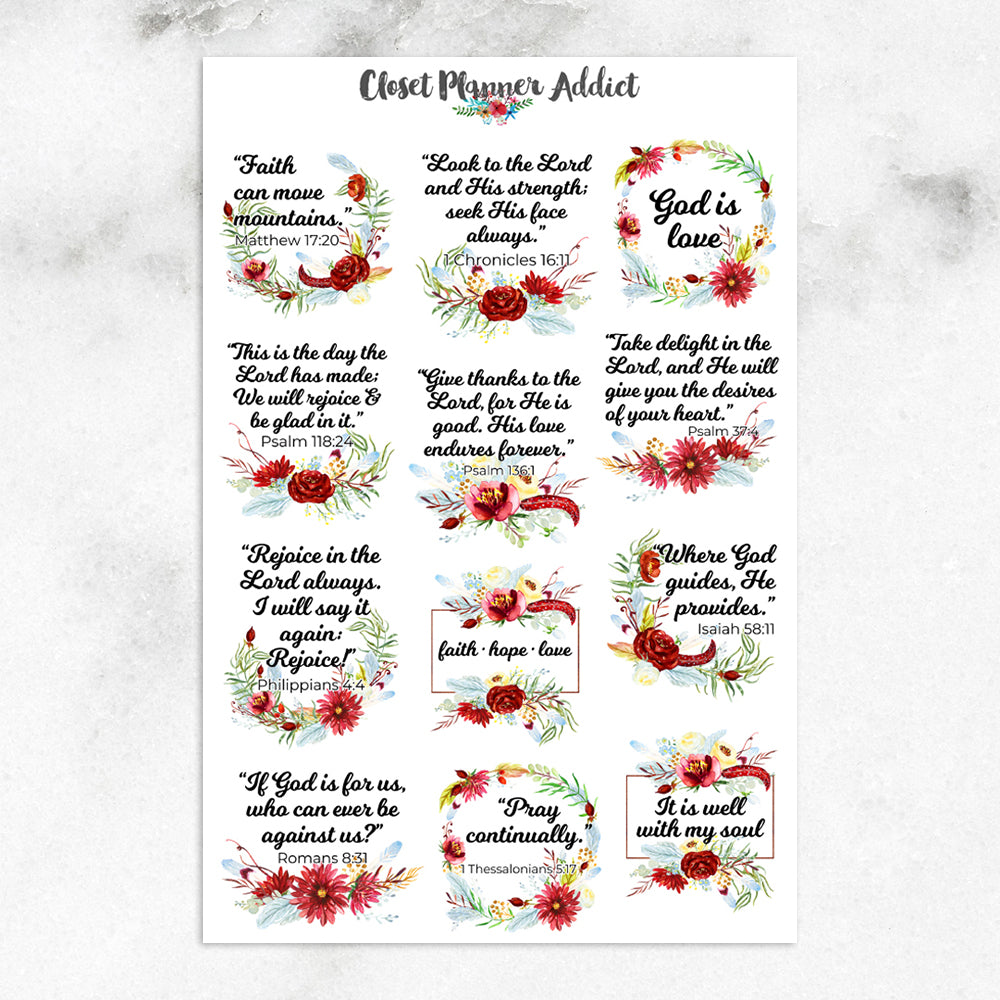 Christian Bible Verses and Scriptures Planner Stickers (MS-023)