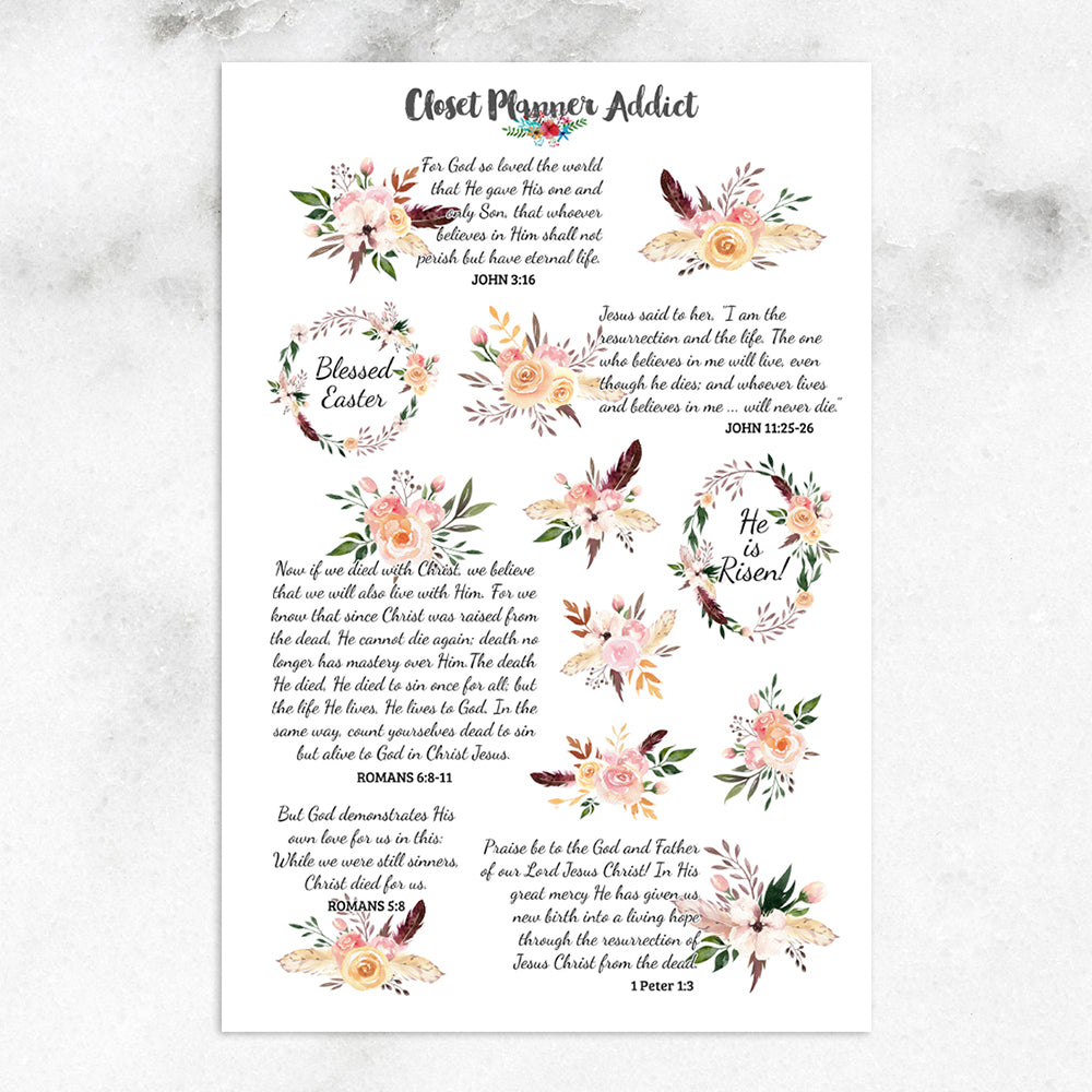 Christian Bible Verses and Scriptures Planner Stickers | Easter Stickers (MS-038)