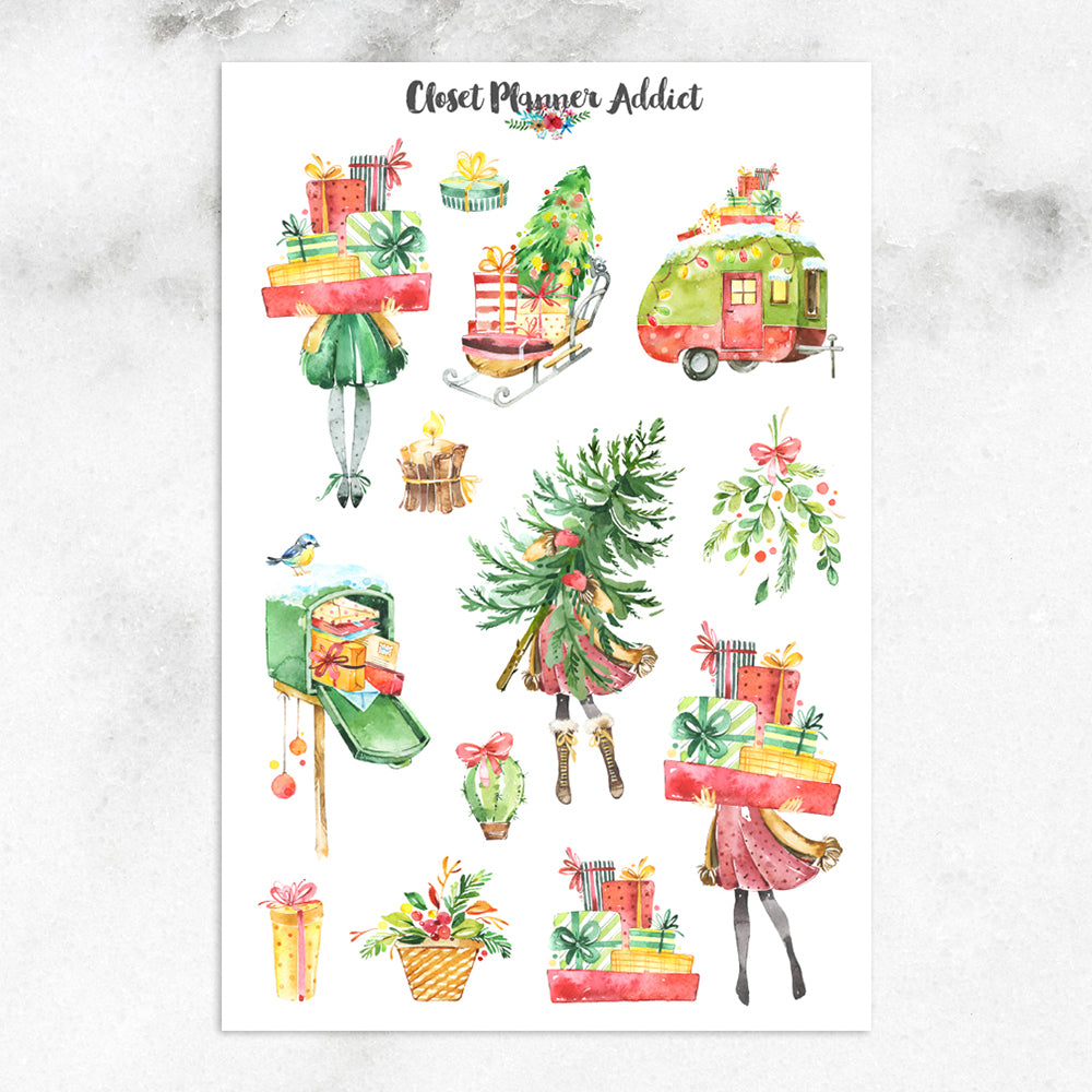 Watercolour Christmas Planner Stickers (MGB-NOV18)