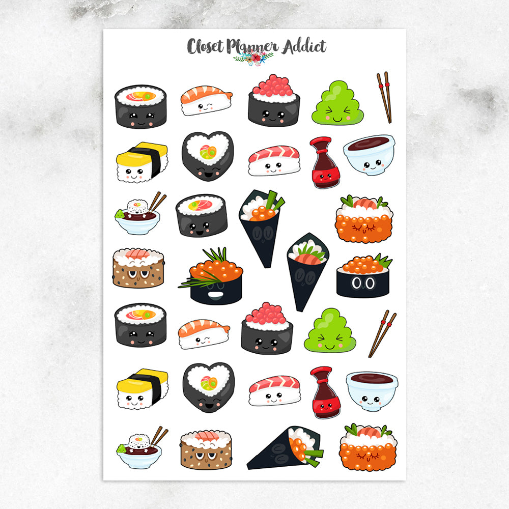 Kawaii I Love Sushi Planner Stickers (MGB-OCT17)