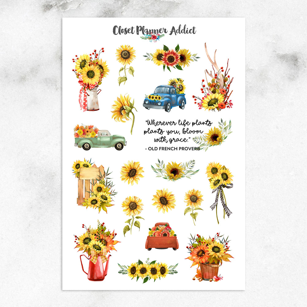 Bloom with Grace Sunflowers Planner Stickers (MGB-OCT21)
