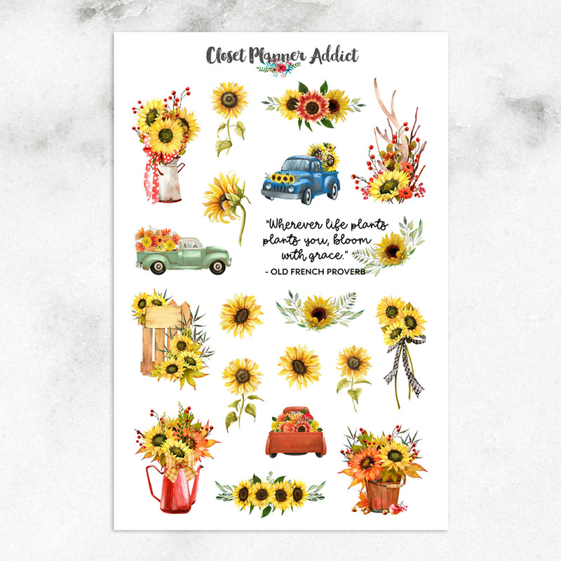 Bloom with Grace Sunflowers Planner Stickers (MGB-OCT21)