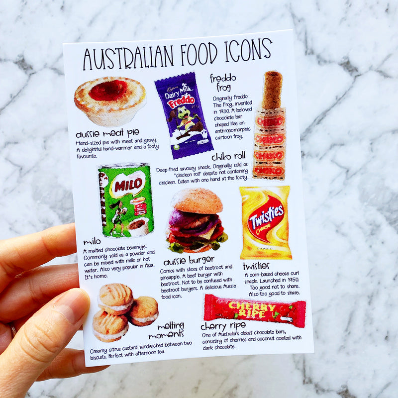 Australian Food Icons Part 2 Postcard by Closet Planner Addict (PC-011)