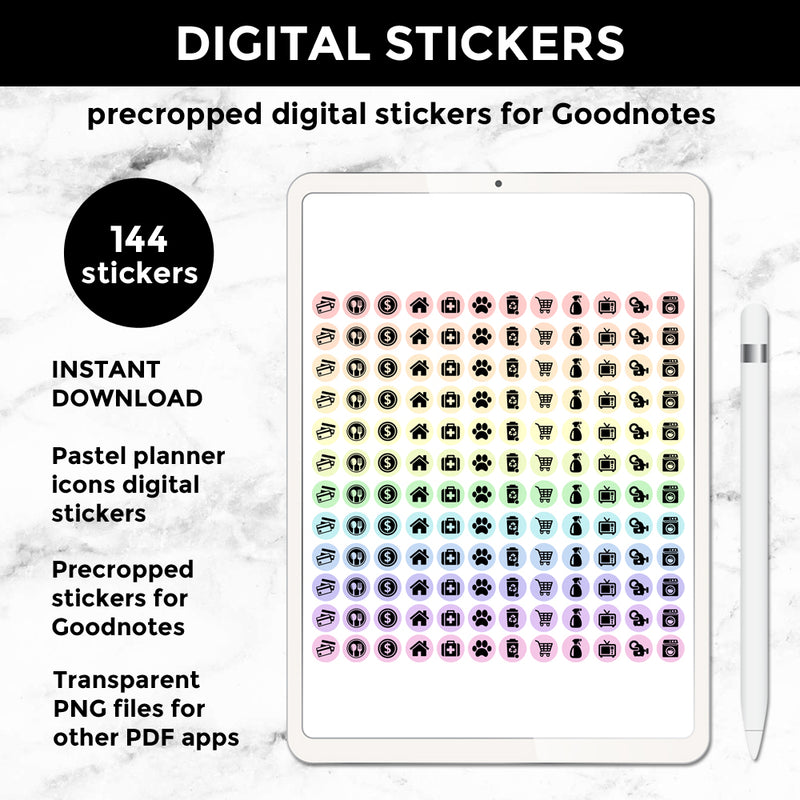 Pastel Planner Icons Digital Stickers | Instant Download | DIGITAL STICKERS (DIGI-002)