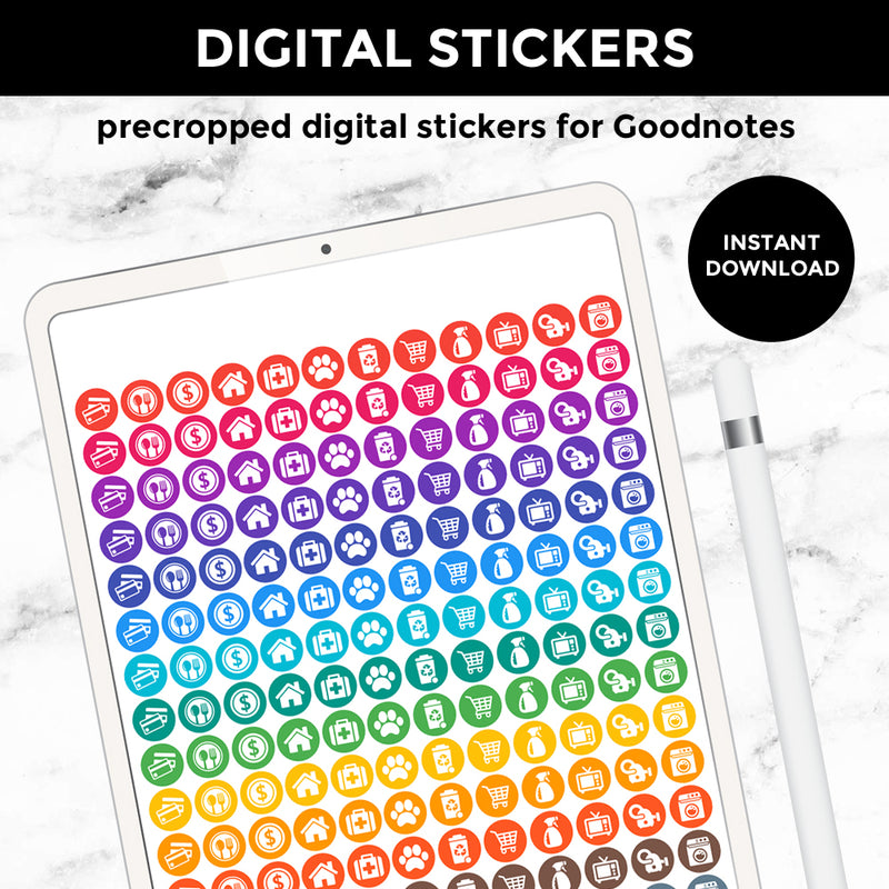 Rainbow Planner Icons Digital Stickers | Instant Download | DIGITAL STICKERS (DIGI-003)