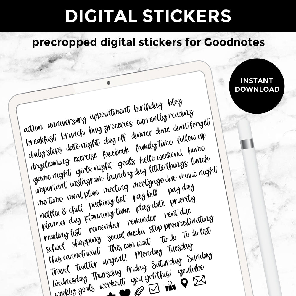 Useful Planner Words Digital Planner Stickers | Instant Download | DIGITAL STICKERS (DIGI-005)